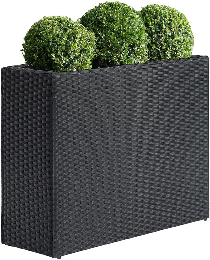 SUNNYPARK Tall Rectangular Planter with Removable Liner, All-Weather PE Rattan Large Modern Planters Indoor Outdoor Flower Plant Pots Garden Box Patio Yard Front Porch Deck-Ruum Studio Home