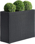 SUNNYPARK Tall Rectangular Planter with Removable Liner, All-Weather PE Rattan Large Modern Planters Indoor Outdoor Flower Plant Pots Garden Box Patio Yard Front Porch Deck-Ruum Studio Home