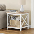 ChooChoo End Table, 24 Inch End Table with 2-Tier Storage Shelf, Side Table for Living Room, Wood Nightstand for Bedroom, Office, Oak-Ruum Studio Home