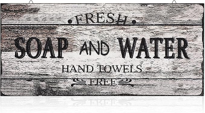 Jetec Farmhouse Bathroom Decor, Fresh Soap and Water Sign Vintage Bathroom Wood Plaque Rustic Wall Decor for Wall Art Decoration Restroom(Novel)-Ruum Studio Home