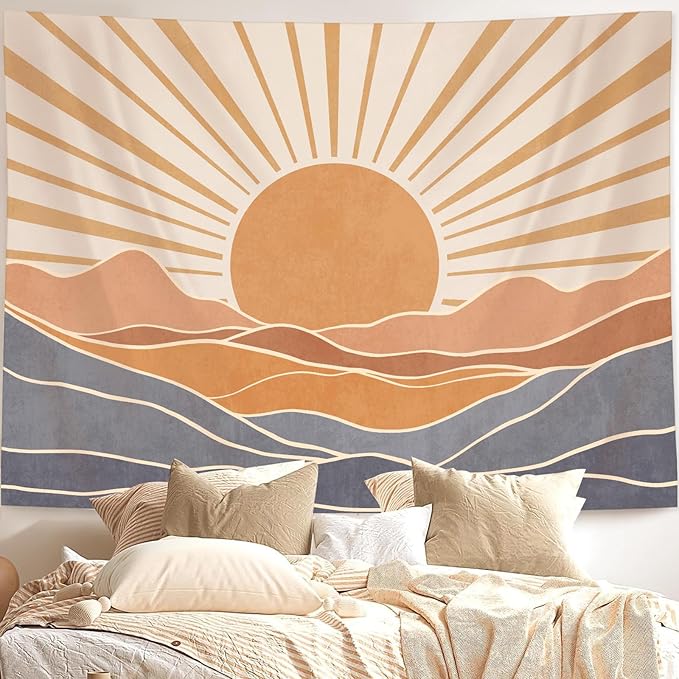 Lunerfex Boho Sun Tapestry Sunset Wall Tapestry, Mountain Tapestries for Bedroom 80s Tapestries Wall Hanging for Bedroom Living Room Decor Boho-3 44"x60"-Ruum Studio Home