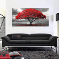 AJAZIKO Red Wall Art - Modern Framed Wall Art for Living Room - Red Tree Black and White Landscape Canvas Prints Posters & Prints for Home Office Bedroom Decorations - Large Wall Pictures 24×48IN-Ruum Studio Home