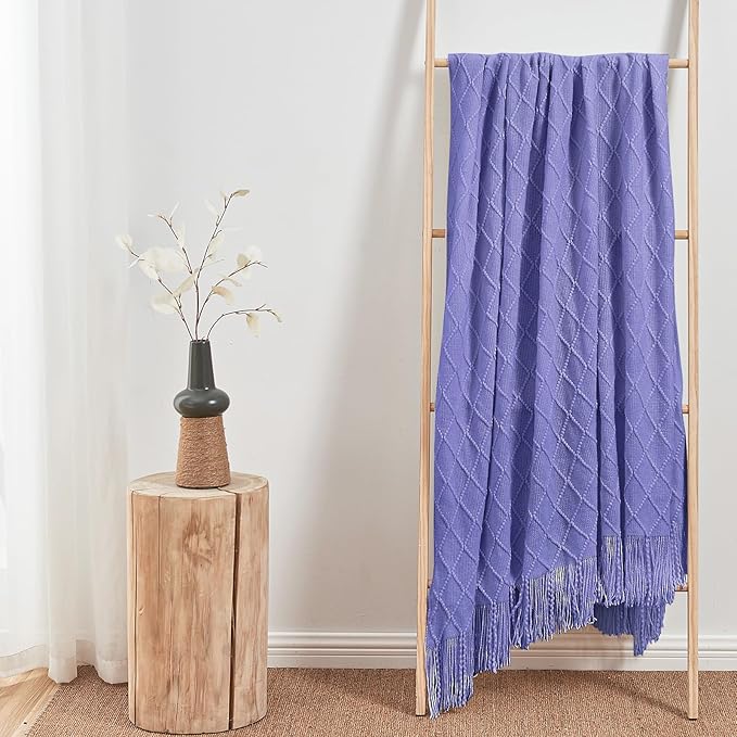 inhand Knitted Throw Blanket for Couch and Bed, Soft Living Room Home Decor Knitted Blanket with Tassel, Outdoor Lightweight Breathable Summer Blanket, Farmhouse Warm Woven Decorative, 50"x60"-Ruum Studio Home