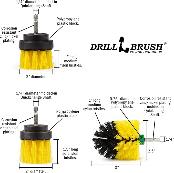 Drill Brush Attachments for Cleaning Shower, Bathroom, Grout, Tile, Bathtub, Bath Mat, Sink, Tile, Porcelain, Fiberglass, Cast Iron, Flooring – Grout Cleaner Drill Brush Set - Bathroom Accessories Kit-Ruum Studio Home