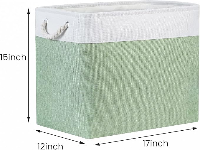 Bidtakay Large Storage Baskets for Nursery Toy Organizer Collapsible Organizing Baskets 17x12x15 In Green Canvas Bins for Organizing Set of 2 Clothes Decorative Baskets for Home Office Room Decor-Ruum Studio Home