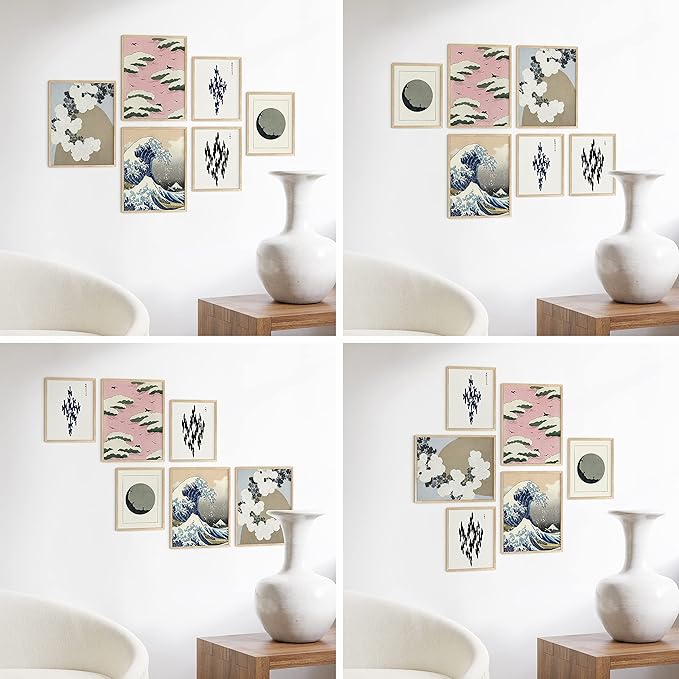 HAUS AND HUES Photo Frame Set - of 6 Picture Set, Bulk Frames, Collage for Wall, Gallery Wall Frames Pack (Three 8x10, Three 11x14 Beige)-Ruum Studio Home