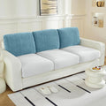 Large Backrest Cushion Covers Super Stretch Backrest Covers for 3 Cushion Couch Sofa, Couch Back Cushion Covers Featuring with Chenille Yarn (Softer Version, 3PC, Blue)-Ruum Studio Home