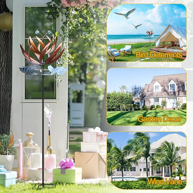 LimeHill Wind Spinner for Yard and Garden - Large Metal Kinetic Wind Sculptures for Outdoor Decorations (24 X 84 Inches)-Ruum Studio Home