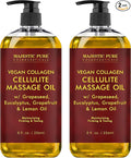 MAJESTIC PURE Cellulite Massage Oil for Massage Therapy - Refreshing, and Relaxing - Natural Oils with with Vegan Collagen & Stem Cells - for All Skin Types - Men and Women - 8 fl oz-Ruum Studio Home