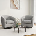Swivel Barrel Accent Chair Set of 2, Modern Round Linen Arm Chair for Living Room, Bedroom, Comfy Club Reading Chairs for Adults-Linen Fabric Light Grey-Ruum Studio Home