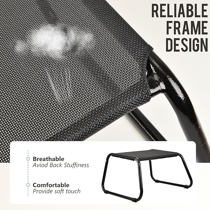 Outdoor Ottomans,Patio Foot Rest Portable Side Table Solid Steel Frame Small Seat All Weather Footrest for Indoor Outdoor Use 2 Pieces Black-Ruum Studio Home