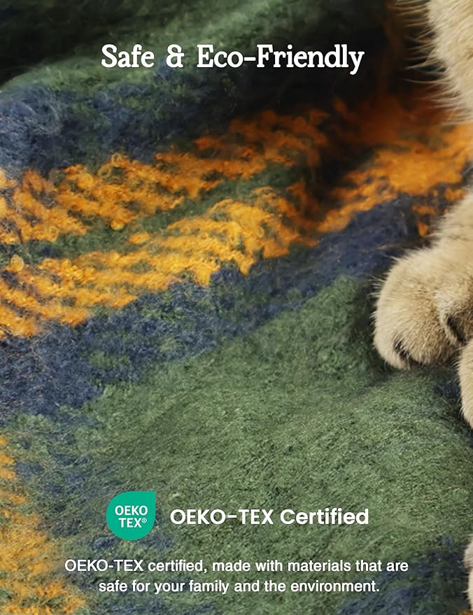 ZonLi Green Plaid Throw Blanket for Couch, Fall Plaid Blanket for Home Decor, Soft Lightweight Cozy All Season Decorative Vintage Blankets with Tassel for Bed and Sofa, 50'' x 60''-Ruum Studio Home