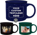 DISCOUNT PROMOS Custom Ceramic Campfire Coffee Mugs 13 oz. Set of 1, Personalized Bulk Pack - Perfect for Tea, Espresso, Cappuccino, Hot Cocoa - Blue-Ruum Studio Home