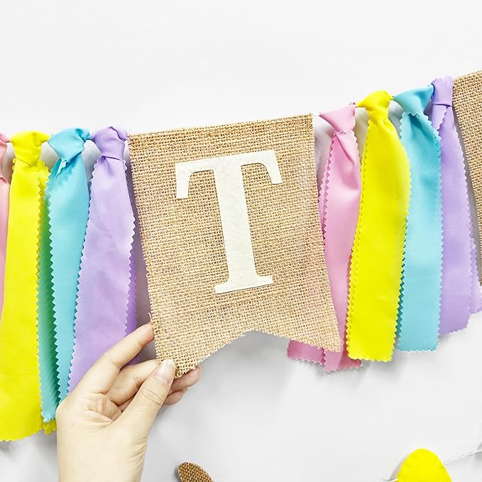 Easter Party Decorations Burlap Rabbit Bunny 3D Felt Egg with Wood Beads Garland Felt Easter Sign Burlap Pennant Banner Flag with Pastel Ribbon for Easter Spring Birthday Baby Shower Party Supplies-Ruum Studio Home