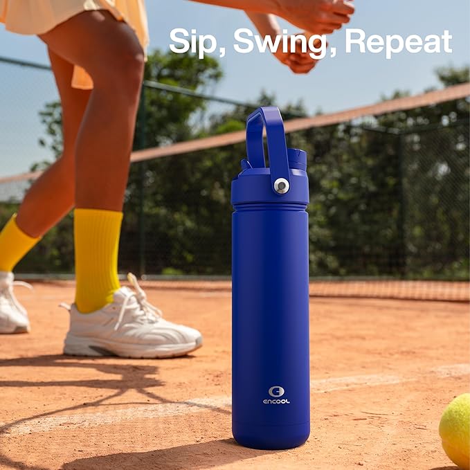 Insulated Water Bottle with Straw Stainless Steel Water Bottle, Leak-Proof, BPA-Free, Double Wall Vacuum Keeps Cold for 24 Hours for Sports, Travel, School (18 oz, Royal Blue)-Ruum Studio Home