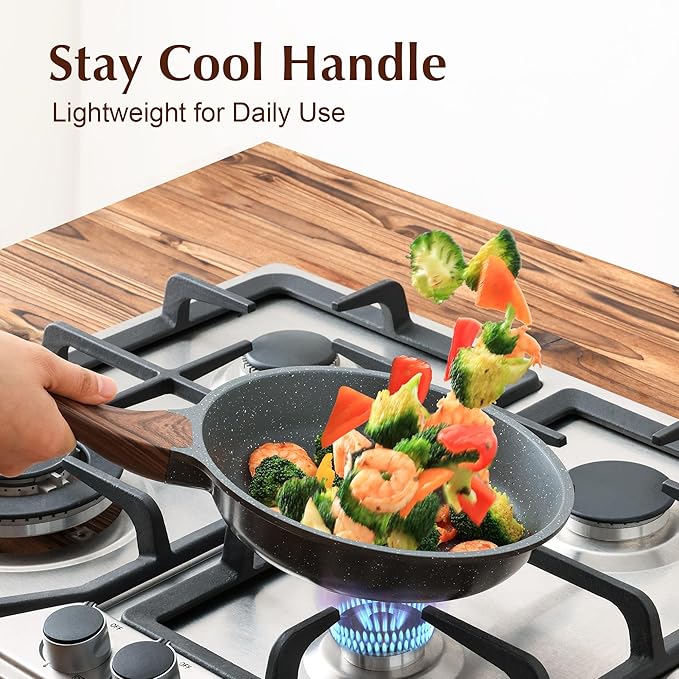 SENSARTE Nonstick Frying Pan Skillet with Lid, Omelet Pan with Cover, Healthy Egg Pan Chef's Pan, Kitchen Cooking Pan, PFOA Free (8inch + Glass Lid)-Ruum Studio Home