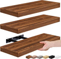 Sorbus Floating Shelves for Wall, Bathroom Shelves Wall Mounted for Kitchen, Bedroom, Bathroom Storage Over Toilet, Hanging Book Shelf for Ｗall Home Decor Living Room (Walnut, 3 Pack)-Ruum Studio Home