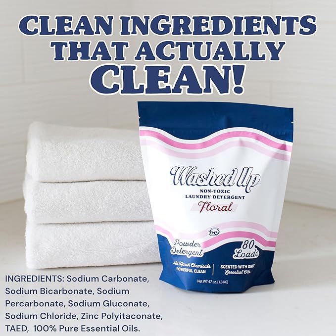Floral Laundry Detergent Powder | Only 100% Pure Essential Oils | Safe for Sensitive Groups | Powerful Clean | Plant & Mineral-Based | Made in USA-Ruum Studio Home