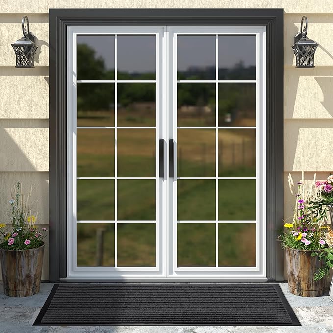 Yimobra Front Door Mat Outdoor Indoor Entrance, 100% Waterproof All-Season All Weather Doormat, Welcome Matt Outside Entry, Non Slip, Low Profile, Heavy Duty Patio Porch Floor Mats,47 x 24,Grey-Ruum Studio Home