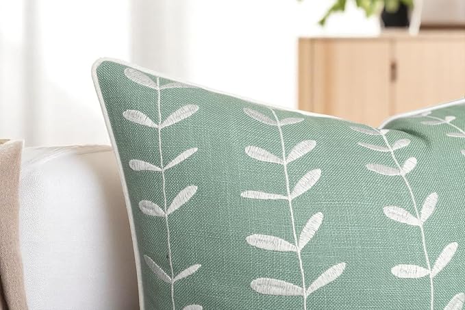 VAGMINE Embroidered Lollipop Cushion Cover - 20x20 Inches Square - 100% Cotton Light Teal Throw Pillow Case - Minimalist Chic Design - Luxury Home Accent for Sofa, Couch, Bed, Office-Ruum Studio Home