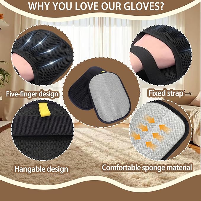 Upgraded Pet Hair Remover Glove - Reusable Electrostatic Five-Finger Gloves for Cat/Dog Hair Removal on Furniture, Carpet & Clothes-Ruum Studio Home