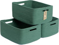 Large Storage Baskets for Shelves, Closet Organizers Bins for Clothes Blanket Towels, Baby Nursery, Toy Baskets Box, Woven Rope Baskets, 17 x 13 x 7.5”, 3 Packs Green-Ruum Studio Home