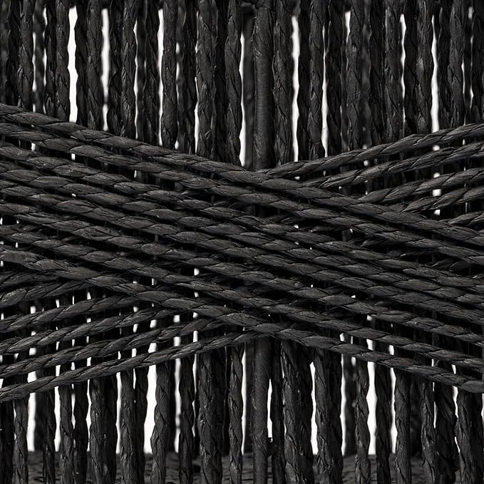 LA JOLIE MUSE Wicker Storage Baskets for Organizing, Recyclable Paper Rope Basket with Wood Handles, Decorative Hand Woven Basket Organizers for Makeup Books Shelves Living Room, Black, Set of 2-Ruum Studio Home