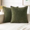 MIULEE Pack of 2 Couch Throw Pillow Covers 24x24 Inch Olive Green Farmhouse Decorative Pillow Covers with Stitched Edge Soft Chenille Solid Dyed Spring Pillow Covers for Sofa Bed Living Room-Ruum Studio Home