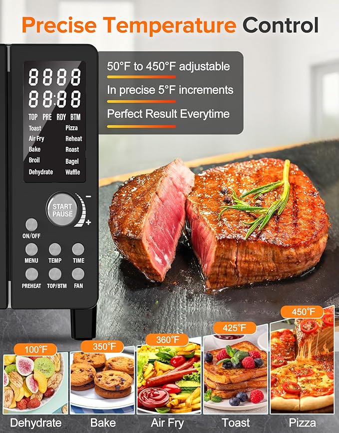 Nuwave Bravo Pro Smart Air Fryer Toaster Oven Combo, Airfryer Convection Oven Countertop, 12-in-1 Functions with Quicker & Even Crisp Technology, 1800W, 50-450°F, PFAS-Free, 21QT, Black-Ruum Studio Home