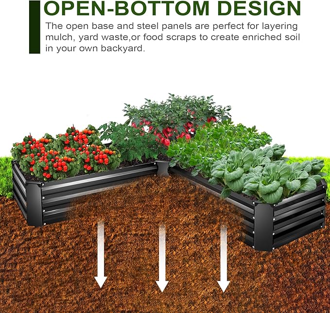 EDOSTORY Raised Bed Garden Bed Kit, 5x5x1ft Galvanized Planter Tall Raised Garden Boxes Outdoor, Large Metal Raised Garden Beds for Vegetables, Flowers, Herbs-Ruum Studio Home