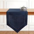 D'Moksha Homes Navy Blue Linen Table Runner 72 Inches Long - 100% Pure Linen Diamond Table Runner 14 x 72 Inch for Dining, Fall and Halloween - Machine Washable-Ruum Studio Home