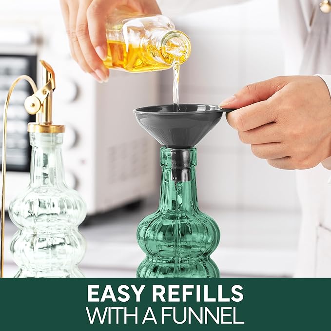 COOK WITH COLOR Glass Olive Oil Bottle Dispenser - 2 Pack- 17oz Oil and Vinegar Cruet - Olive Oil Carafe Decanter for Kitchen-Ruum Studio Home