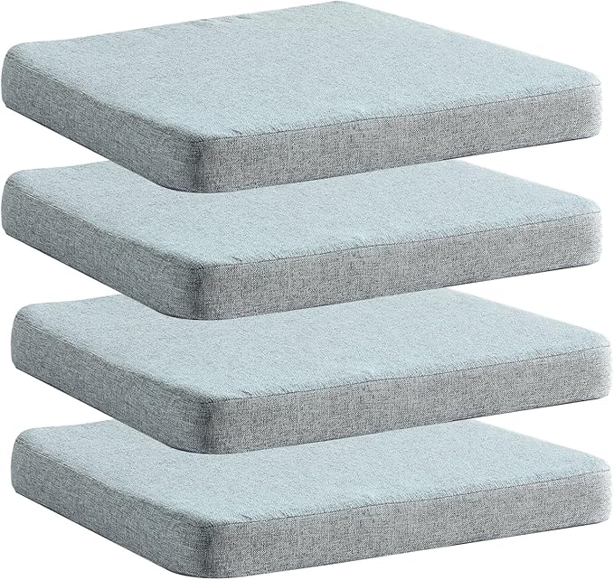 Chair Cushion for Dining Chairs with Ties 4 Pack Non Slip Memory Foam Kitchen Room Chair Pads for Outdoor Patio Furniture17x16 Inch, Light Gray-Ruum Studio Home
