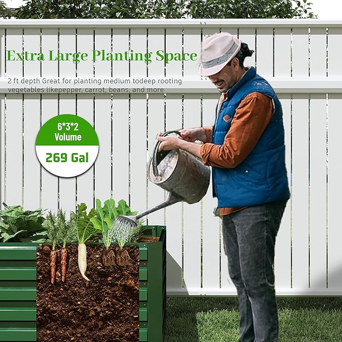 6x3x2 ft Raised Garden Bed, Large Metal Planter Raised Beds, Planters for Outdoor Plants for Vegetables, Flowers, Herbs, Fruits, and Succulents.(2 Pcs)-Ruum Studio Home