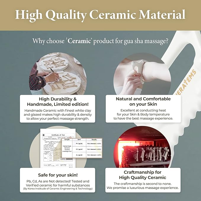 Natural Ceramic gua sha Massage Tool, face and Body guasha, Lymphatic Drainage Trigger, guasha Board, face Lift, Muscle Relief Massage Board-Ruum Studio Home