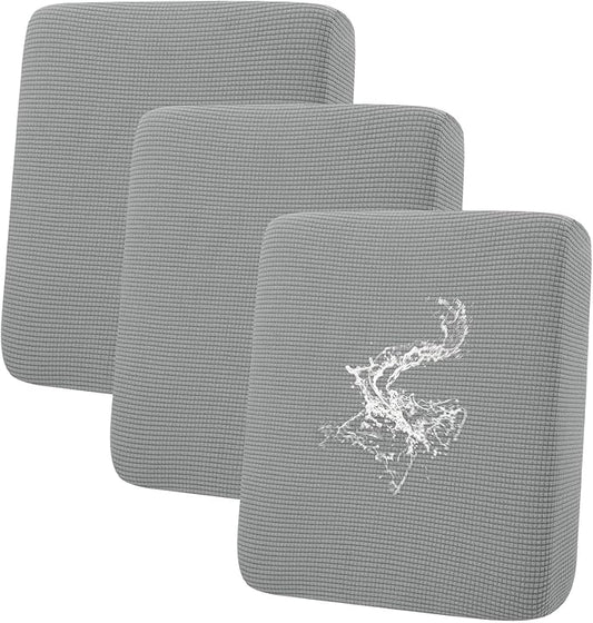 hyha Waterproof Couch Cushion Covers for Pets, Non Slip Sofa Seat Cover for Dogs Washable, Soft Thick Stretch Jacquard Fabric, Sofa Slipcovers with Elastic Bottom (3 Pieces, Light Grey)-Ruum Studio Home