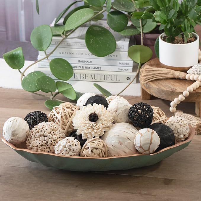 ANDALUCA Black & White Decorative Balls Bowl Filler Bag with Orbs, Balls (Black)-Ruum Studio Home