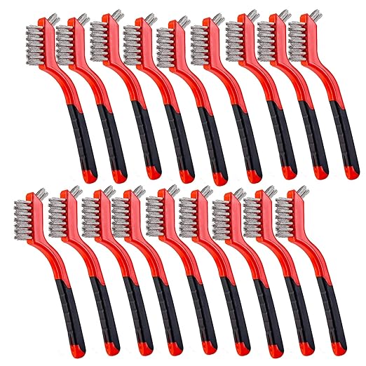 Wire Scratch Brush Set Soft Grip for Rust, Dirt & Paint Scrubbing with Deep Cleaning (18, 18PCS - Stainless Steel Wire)-Ruum Studio Home