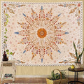 Fowocu Boho Floral Mandala Tapestry for Bedroom Aesthetic Watercolor Bohemian Flower Wall Tapestry Brown Beige Hippie Indian Large Tapestries Wall Hanging for Living Room Dorm Decor 80 x 60 Inch-Ruum Studio Home