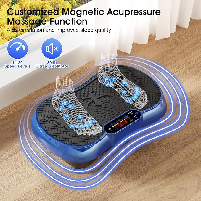 Vibration Plate Exercise Machine, 180 Speed Levels Vibration Plate for Lymphatic Drainage, Whole Body Workout Vibrating Fitness Platform, Effective for Weight Loss, Shaping, Toning & Wellness-Ruum Studio Home
