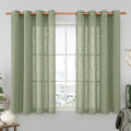 LAMIT Small Linen Curtains 2 Panels Set for Bebroom, 45 inches Long Soft Thick Light Filtering Bronze Grommet Window Textured Neutral Sheer Drapes for Kitchen/Loft Room, 52 x 45 Inch, Sage Green-Ruum Studio Home