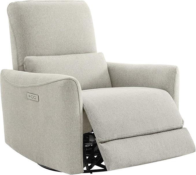 CHITA Power Recliner Chair Swivel Glider, FSC Certified Fabric Living Room Nursery Reclining Sofa Chair with Lumbar Support, Dove Grey-Ruum Studio Home