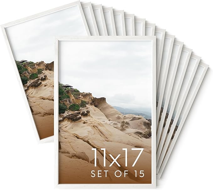 Haus and Hues 11x17 White Oak Wood Picture Frames Set of 15 - Premium Bulk Picture Frames 11x17 Bundle - Elegant Gallery Wall Frame Set for Posters, Art Display - Ideal for Wall Decor in Home & Office-Ruum Studio Home
