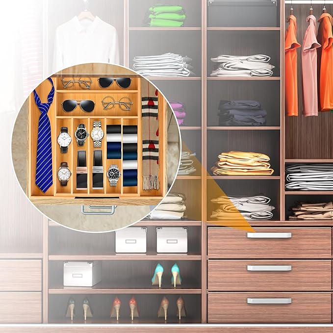Bellsal Large Premium Bamboo Silverware Organizer - Expandable Utensil Drawer Organizer - 17"x19.6" Utensil Holder and Cutlery Tray with Grooved for Kitchen Flatware and Utensils Mother's Day Gift-Ruum Studio Home