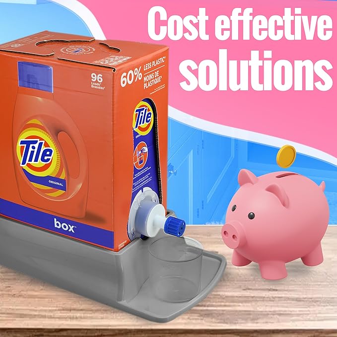 Skywin Laundry Detergent Holder For Eco Box Laundry Soap Dispenser with Easy-to-Store Package - Less Plastic Liquid Detergent Dispenser (Grey)-Ruum Studio Home