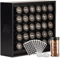 AllSpice Spice Rack Organizer, Wood, 525 Unique Labels, Countertop or Wall Mount, Includes 30 4oz Jars- Matte Black-Ruum Studio Home