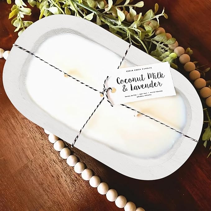 Royxen 8 Pack Wood Dough Bowl, Wooden Dough Bowls Paulownia, Rustic Bowl Vintage, Bowls for Candle (White, 9.5" x 5.5")-Ruum Studio Home