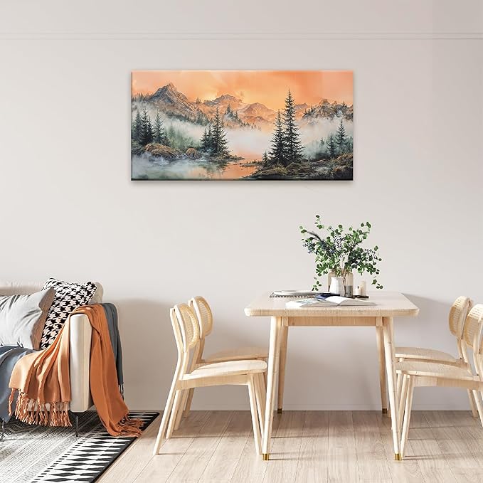 Tsomzxng Canvas Art Wall Decor For Living Room Mountain Wall Art Picture For Bedroom Modern Office Wall Decorations Forest River Landscape Paintings Pictures Artwork Aesthetic 20 X 40 In-Ruum Studio Home