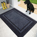 PURRUGS Dirt Trapping Door Mat 24" x 36", Non-Slip/Skid Machine Washable Entryway Rug, Shoes Scraper, Area Rug, Super Absorbent Welcome Mat for Muddy Wet Shoes and Paws, Bluish Grey & Charcoal-Ruum Studio Home