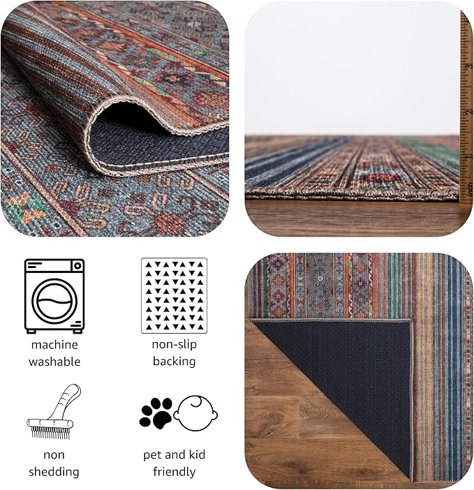 Keen Home Design 2x10 Rug - Machine Washable Runner Rug with Non-Slip Backing, Ideal for Hallway, Entryway, Kitchen, Laundry Room - Vintage, Easy Clean, Durable, Low Pile - (2'6" x 10')-Ruum Studio Home